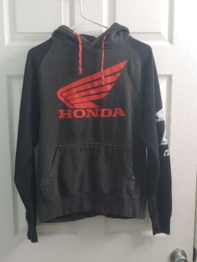 Honda Hoodie Factory Effex Black And Red Moto Pullover Unisex Size M